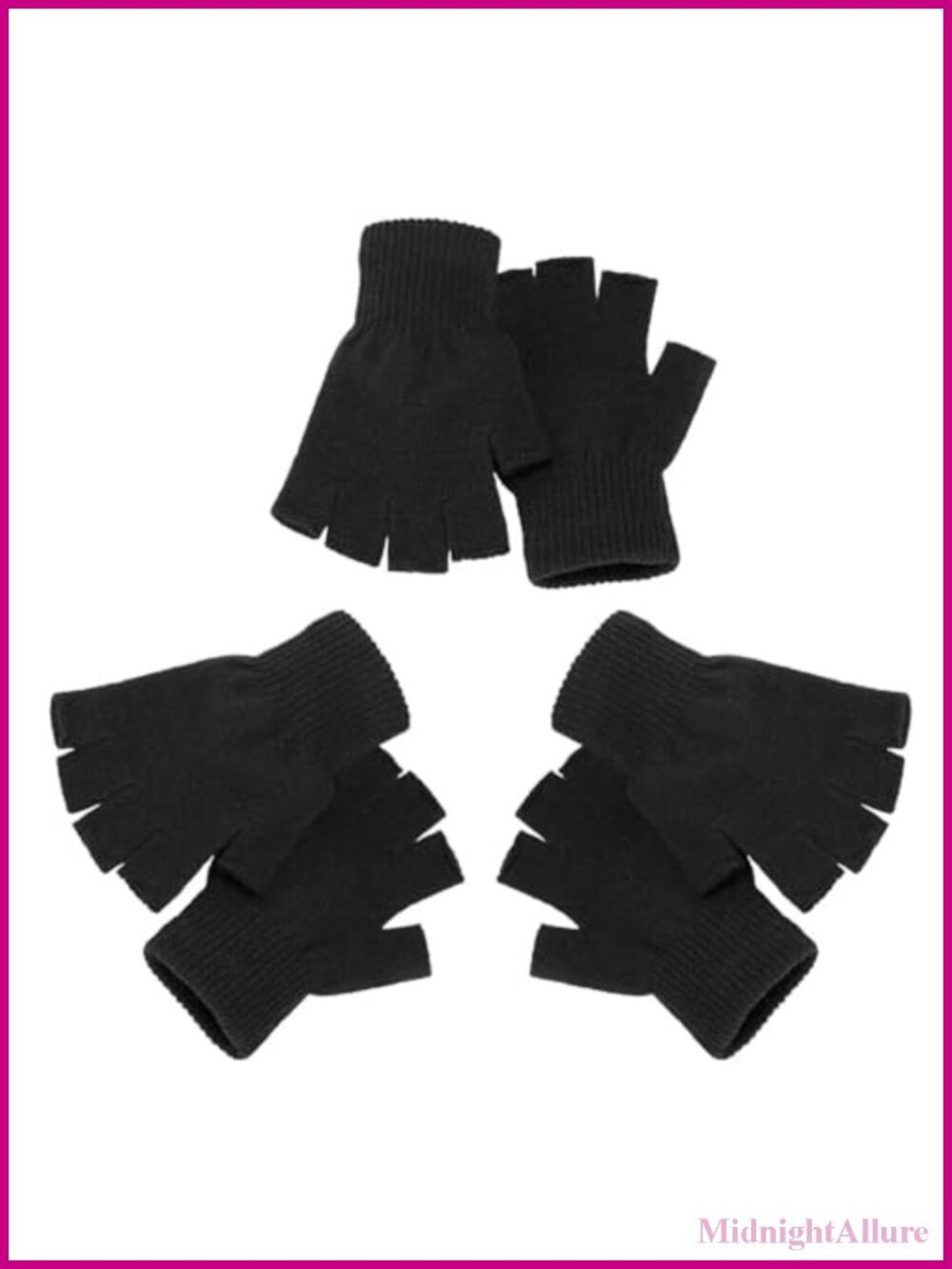 3 Pairs Fingerless Gloves Half Finger Knit Touchscreen Unisex Medium
